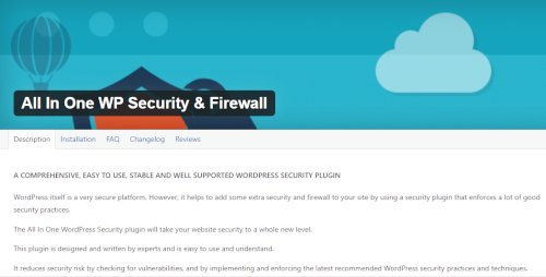 All In One WP Security & Firewall plugin