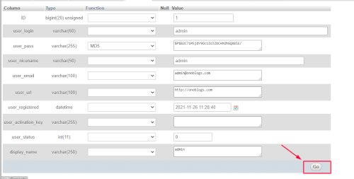 Save all changes in the phpmyadmin form