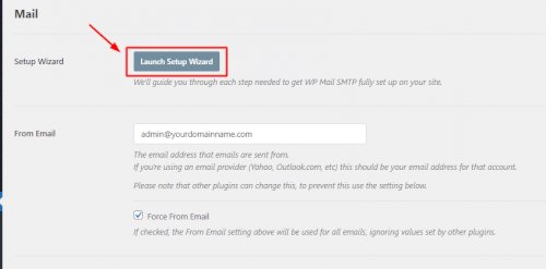 Launch Setup Wizard WP smtp