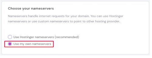 Use my Own nameservers