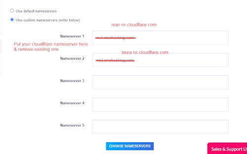 Put your Cloudflare nameservers