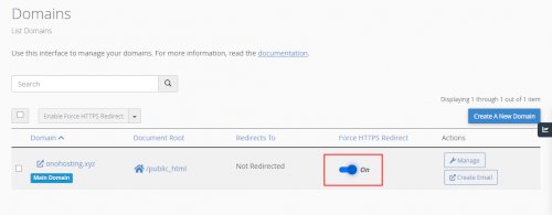 Force https redirect ON